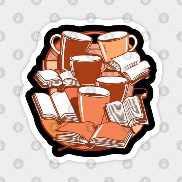 Vintage Coffee Reading Vibes Magnet by SR8891