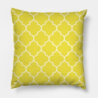 Yellow Latticework, Quatrefoil, Moroccan Trellis Pillow