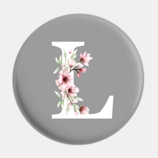 Letter L Monogram With Cherry Blossoms Pin