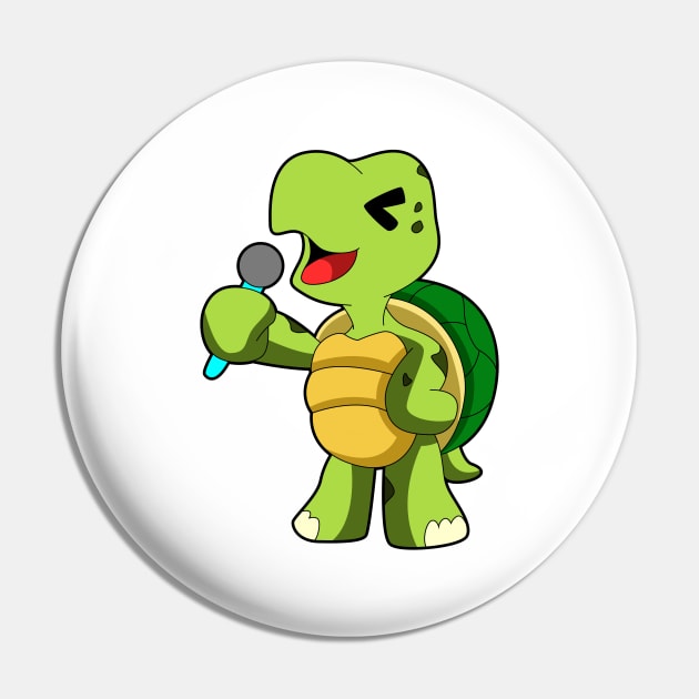 Turtle at Singing with Microphone Pin by Markus Schnabel