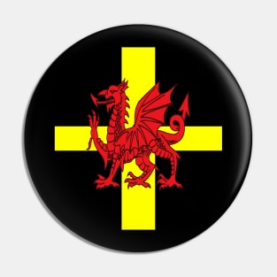 St Davids Cross And Welsh Dragon Rugby Design Pin