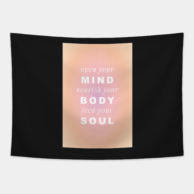 Mind Body Soul Pink and Peach Aura Tapestry by mystikwhale