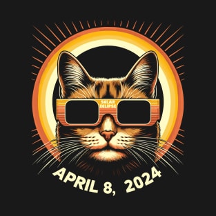 Cat in Eclipse Glasses Totality 2024 Total Solar Eclipse T-Shirt