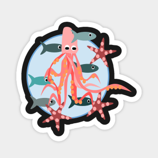 Octopus, in his element, pattern Magnet