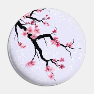 Pretty sumi-e cherry blossoms on a purple background Pin