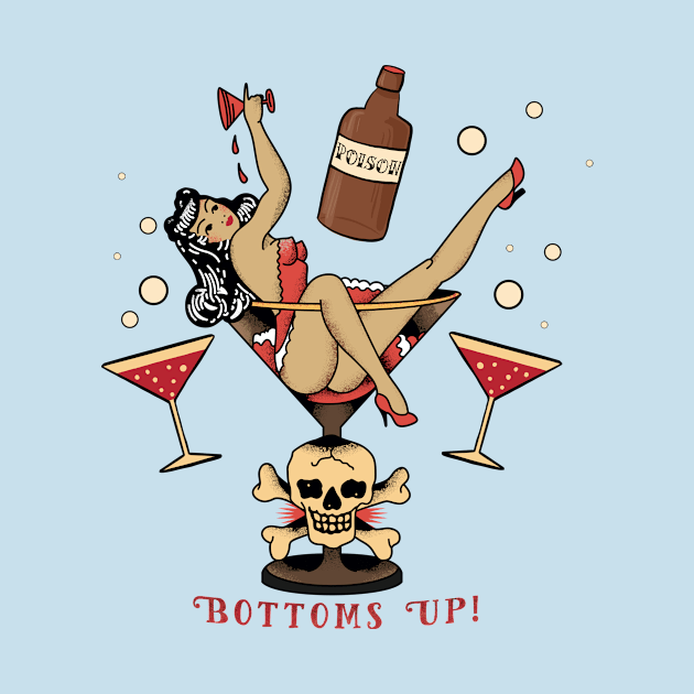 Jerry Style Bottoms Up Burlesque Vintage Tattoo Design by LittleBunnySunshine