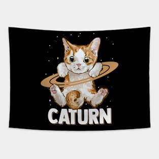 Caturn - Funny Astronomy Planets Saturn Lover Cat Owner Tapestry