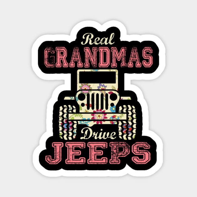 Real Grandmas Drive Jeeps Cute Flower Jeep Floral Jeeps Women/Kid Jeep Lover Jeep Girl Magnet by Nancie