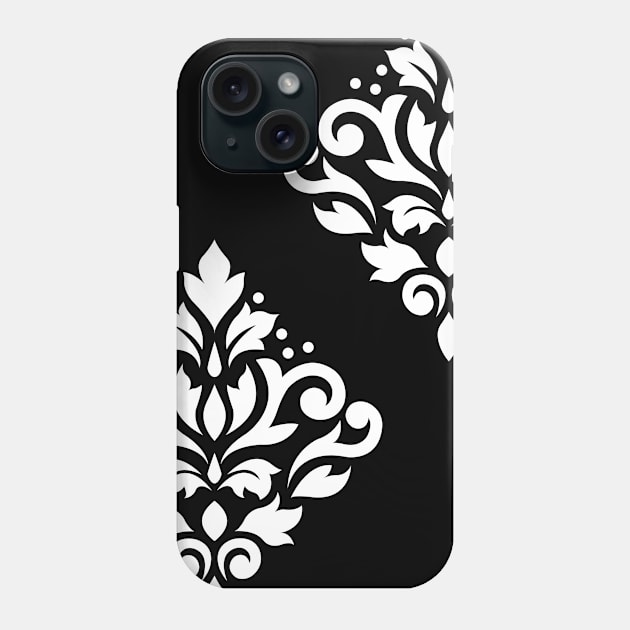 Scroll Damask Art I White on Black Phone Case by NataliePaskell