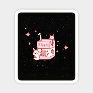 Japanese aesthetics kawaii strawberry milk shake Magnet