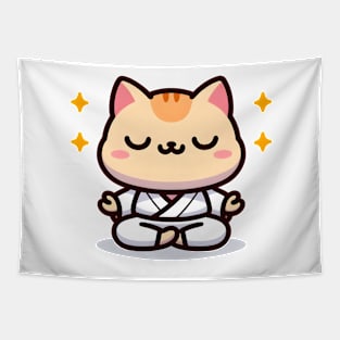 Cute cat meditation time Tapestry