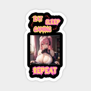 Eat Sleep Gaming Repeat Anime Girl Magnet