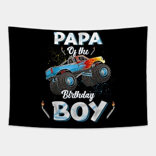 Papa Of The Birthday Boy Monster Truck Bday Men Dad Daddy Tapestry