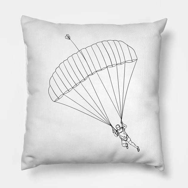 Skydiver Under Canopy Pillow by Reeseworks