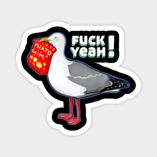 impudent seagull with chips Magnet