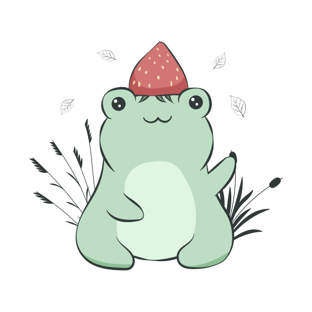 Disover Cottagecore Aesthetic Kawaii Frog Strawberry Hat - Cottagecore - T-Shirt