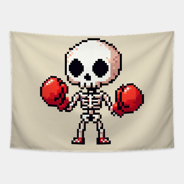 Skeleton Boxing Tapestry by PXLART