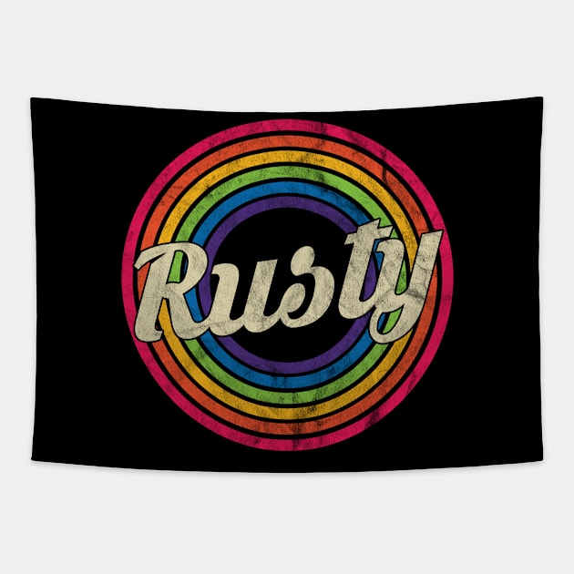 Rusty - Retro Rainbow Faded-Style Tapestry by MaydenArt