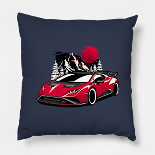 Red Huracan Supercar Nature Pillow