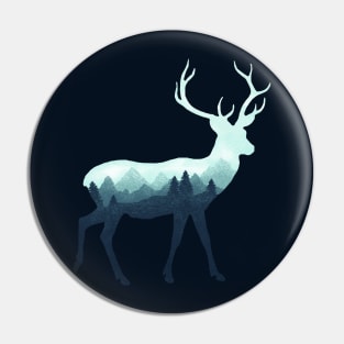 Dramabite Deer Stag Elk Double Exposure Surreal Wildlife Animal Pin