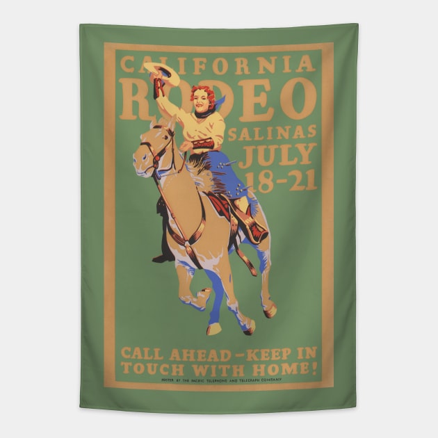 California Rodeo Salinas Vintage Poster 1930s Tapestry by vintagetreasure