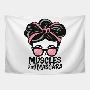 "Sassy Silhouette: Muscles and Mascara Magic" - Funny Ladies Workout Fitness Tapestry