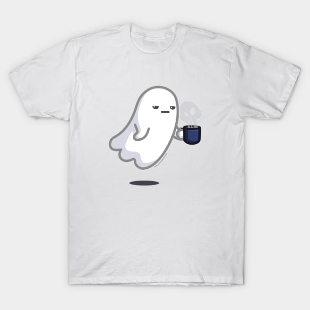 GRAVEYARD SHIFT - Cute Ghost with Coffee - Cute Ghost - T-Shirt