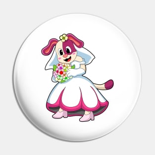 Dog as Bride with Wedding dress & Flowers Pin