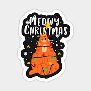 Meowy Christmas Funny Ginger Cat Magnet