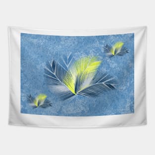 Blue and yellow palms on blue bg Tapestry