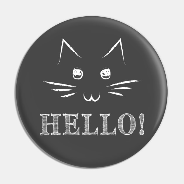 Chalk Kitty Hello Pin by ruffled_crow