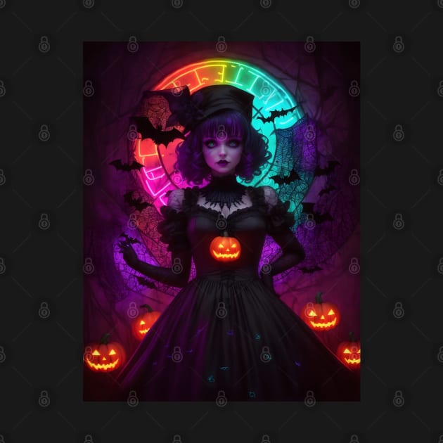 Halloween Spooky Neon Black Magic Witch by TrendyTees