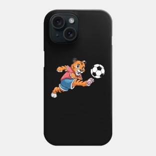 Funny tiger is playing soccer Phone Case