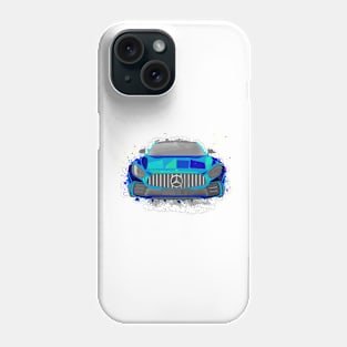 Blue Sports Car Illustration in Watercolor style Phone Case