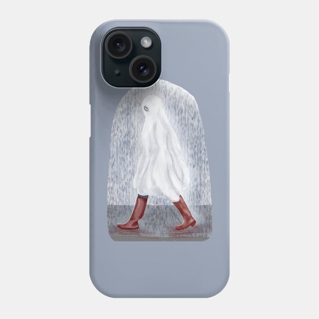 Sad Ghost in the Rain Phone Case by Animal Surrealism