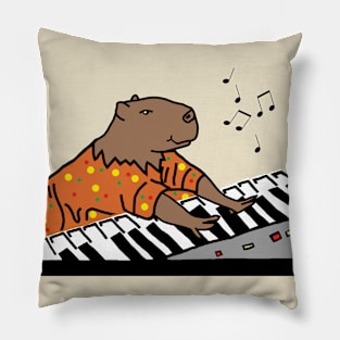 Funny Capybara Plays Piano Pillow