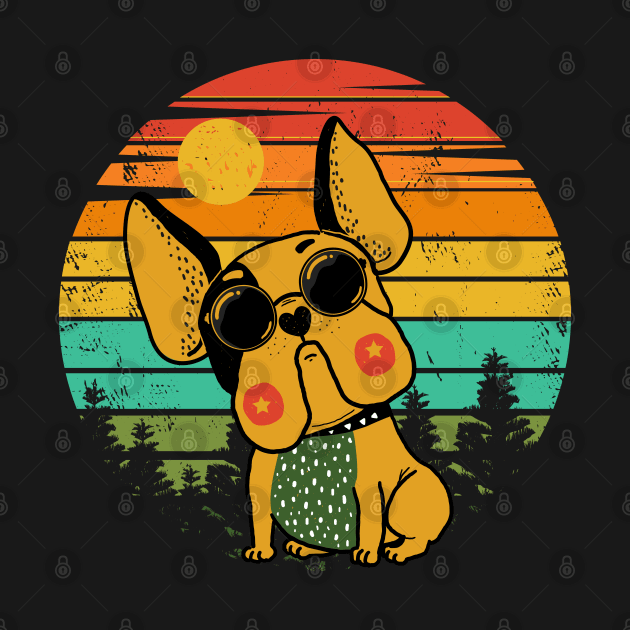 Stylish pug dog with retro sunset by Ribsa