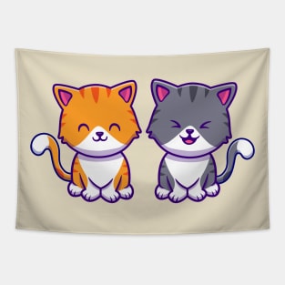 Cute Cat Couple Friend Tapestry