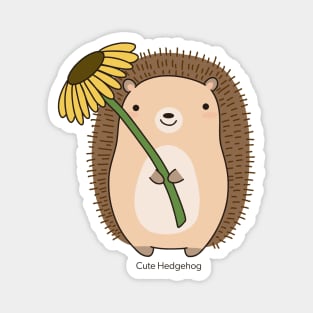 Cute Hedgehog Holding a Flower Drawing Illustration Magnet