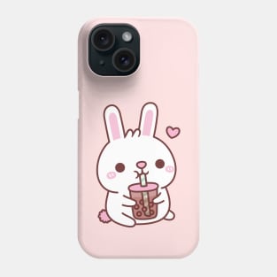 Cute White Bunny Rabbit Loves Bubble Tea Phone Case