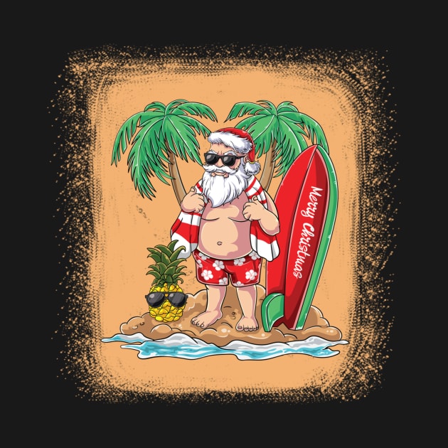 Surfing Santa Beach Holiday Plams Christmas in July by Kagina