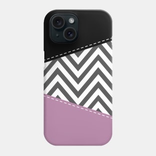 Gray Zigzag, Gray Chevron, Zigzag Pattern, Purple Phone Case