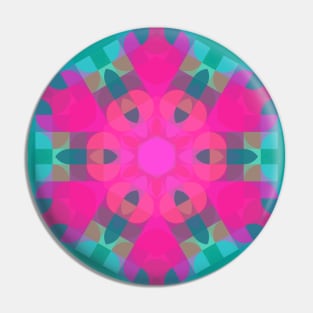 Retro Mandala Flower Pink and Blue Pin