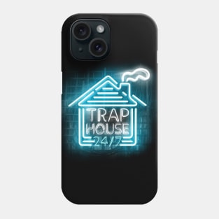 Trap HOUSE in Glowing Blue Neon Sign Phone Case