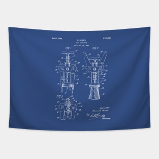 Cork Screw Patent - Wine Art - Blueprint Tapestry