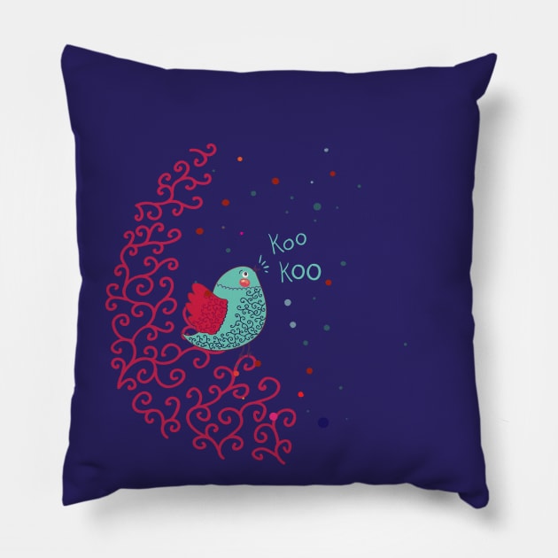 KOOKOO BIRD Pillow by gardenheart