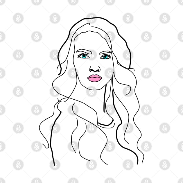 Woman line art fashionable face by Alex