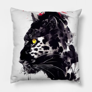 Leopard Panther Wild Nature Free Spirit Art Brush Painting Pillow