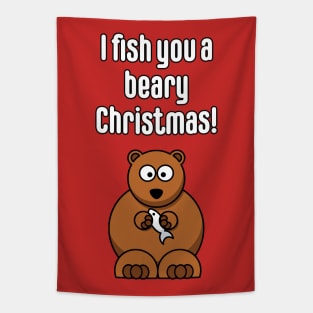 I fish you a beary Christmas Tapestry