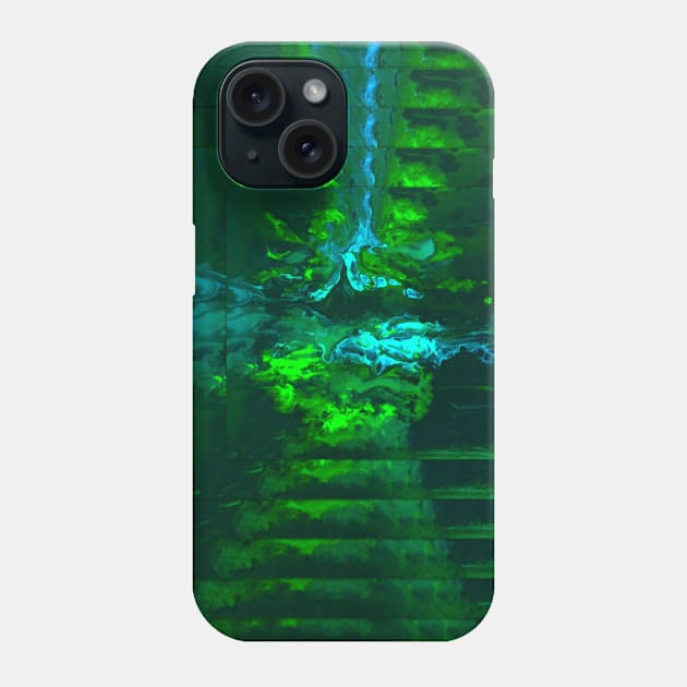 Neon Green Laser Acrylic Fluid Pour Phone Case by Moon Art